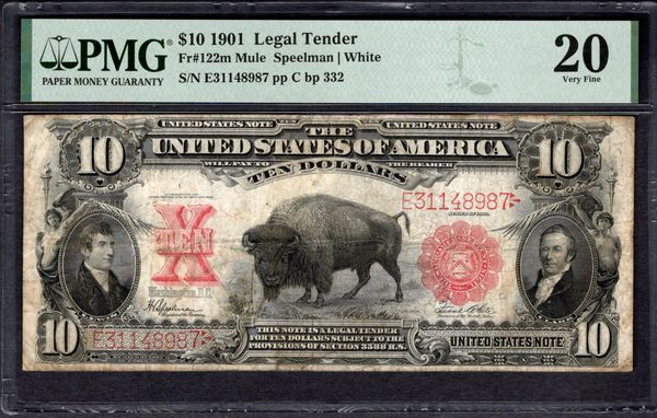 1901 $10 Legal Tender Bison Note PMG 20 Fr.122m Item #1998302-009