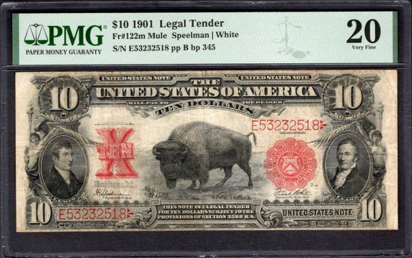 1901 $10 Legal Tender Bison Note PMG 20 Fr.122m Item #1998101-001