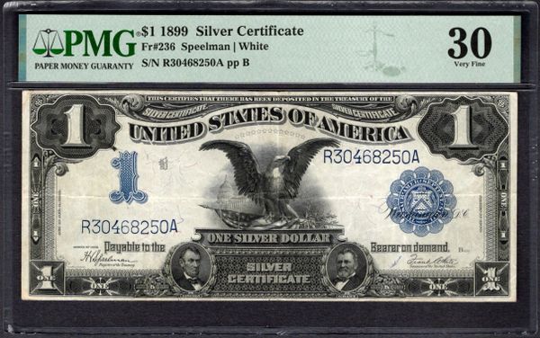 1899 $1 Silver Certificate Black Eagle Note PMG 30 Fr.236 Item #1998329-001