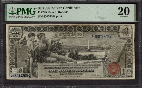 1896 $1 Silver Certificate Educational Note PMG 20 Fr.225 Item #1998304-004