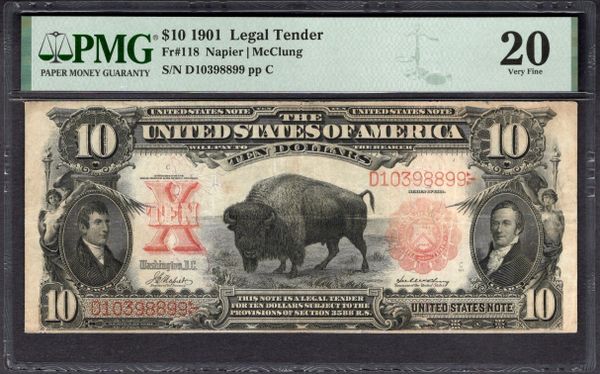 1901 $10 Legal Tender Bison Note PMG 20 Fr.118 Item #1998411-034