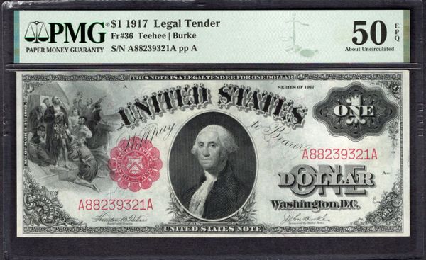 1917 $1 Legal Tender PMG 50 EPQ Fr.36 Item #1998694-001