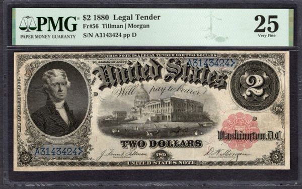 1880 $2 Legal Tender PMG 25 Fr.56 Item #2382345-004