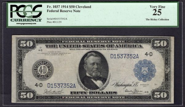 1914 $50 Cleveland FRN PCGS 25 Fr.1037 Series Key Note Item #80360034