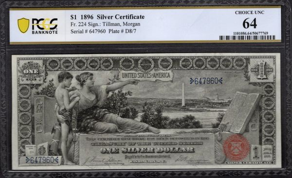 1896 $1 Silver Certificate Educational Note PCGS 64 Fr.224 Item #50677769