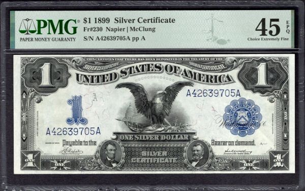 1899 $1 Silver Certificate Black Eagle Note PMG 45 EPQ Fr.230 Item #2382889-006