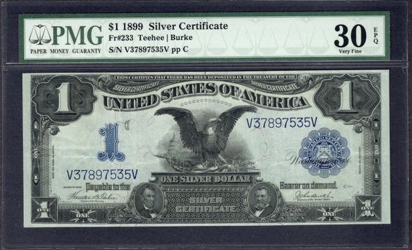 1899 $1 Silver Certificate Black Eagle Note PMG 30 EPQ Fr.233 Item #1005265-007