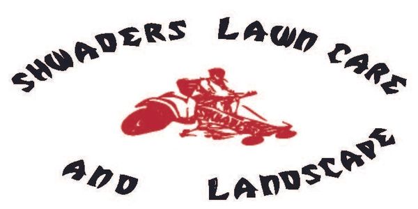 Original Shwaders logo, featuring a drawing of a person operating a riding lawn mower