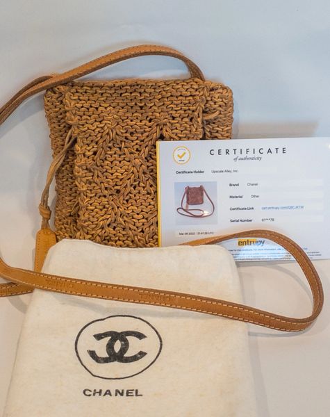 RARE Chanel Tan Leather Crochet Crossbody Bag Entrupy Authenticated 2000