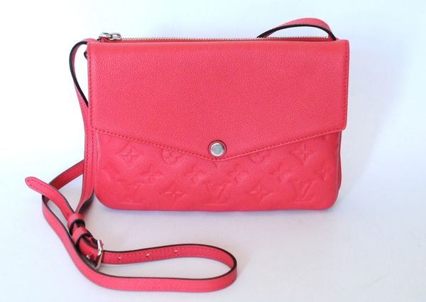 Louis Vuitton Twice Empreinte Cherry Red Leather Messenger Bag