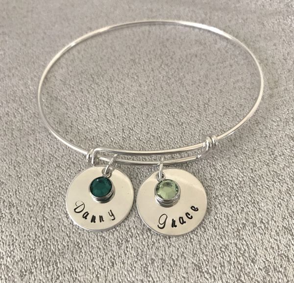 Personalized 2-Charm Bracelet with Swarovski Birthstone