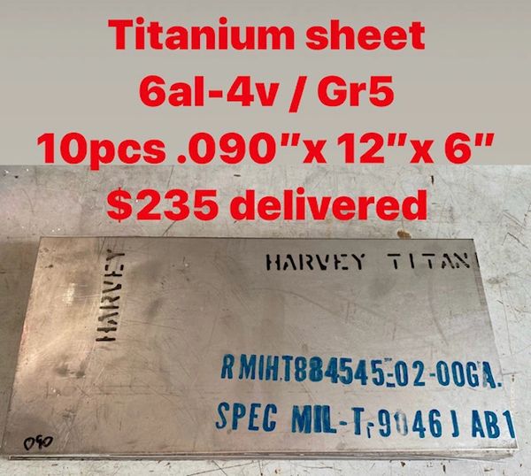 10pcs .090" x 12" x 6" 6al-4v Titanium Bulk package