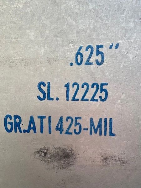 .625" x 12" x 12" Gr38 Titanium Plate