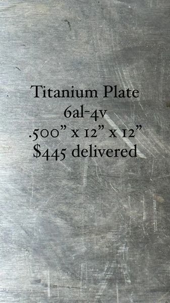 .500” x 12” x 12” 6al-4v Titanium Plate
