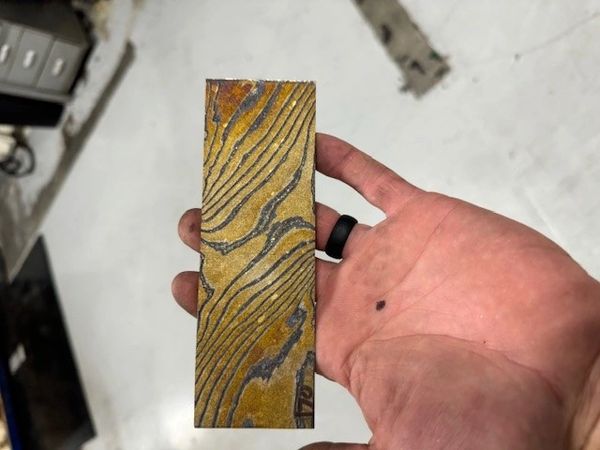 .170" X 2" X 6" Crystalized Twist Titanium & Zirconium Damascus