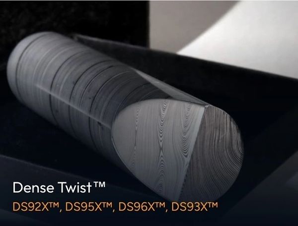 27mm (1.06") dia x 12" DS95X Dense Twist Damasteel Round Bar