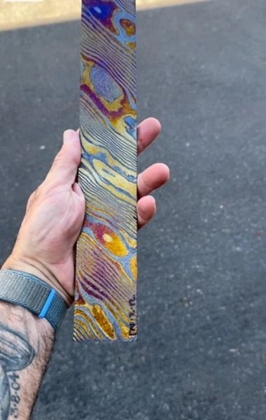 .170" x 2" x 12" Crystalized Twist Titanium & Zirconium Damascus