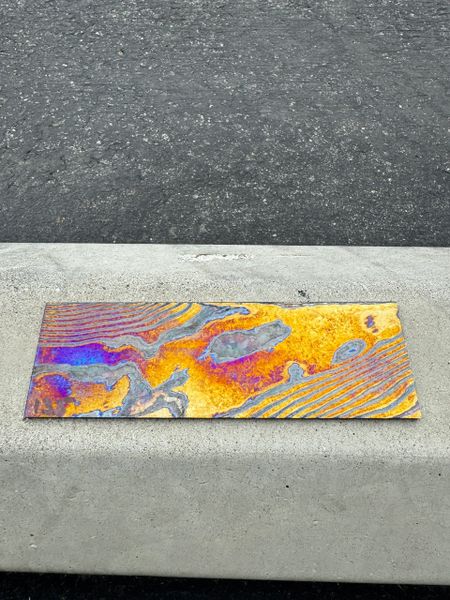 .135”. X 2” x 6” Crystalized Twist Ti & Zr Damascus