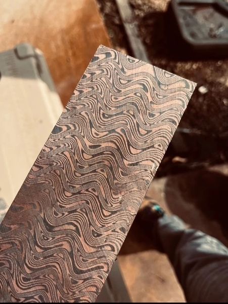 .215" x 3" x 11.75" CooperMascus Boomerang "Nichols Damascus"