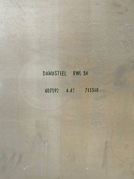 .174" x 25.9" x 39.3" RWL34 Damasteel Blade Steel