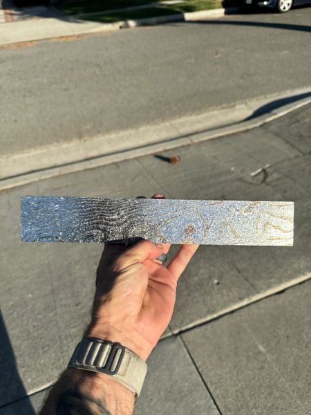 .530" x 2" x 12" Crystalized Twist Titanium & Zirconium Damscus