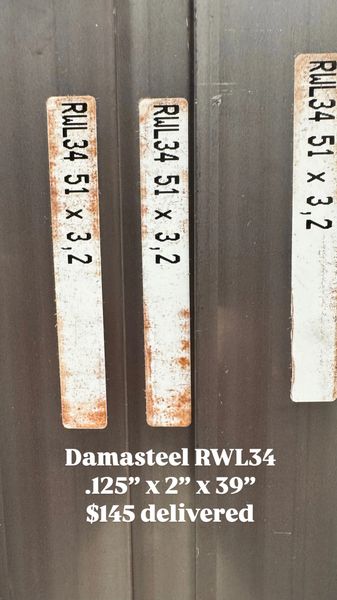.125" x 2" x 12" RWL34 Damasteel Blade Steel
