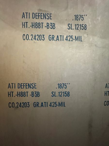 .187" x 48" x 24" Gr38 Titanium "armor plate"