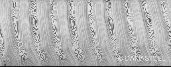 .128” x 1.625” x 6.875” DS93X Super Dense Twist Damasteel Stainless Damascus