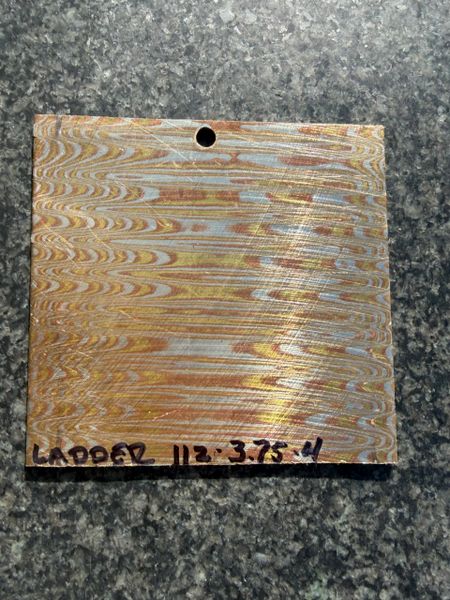 .112” x 3.75” x 4” 3 alloy Ladder Mokume Nichols Damscus