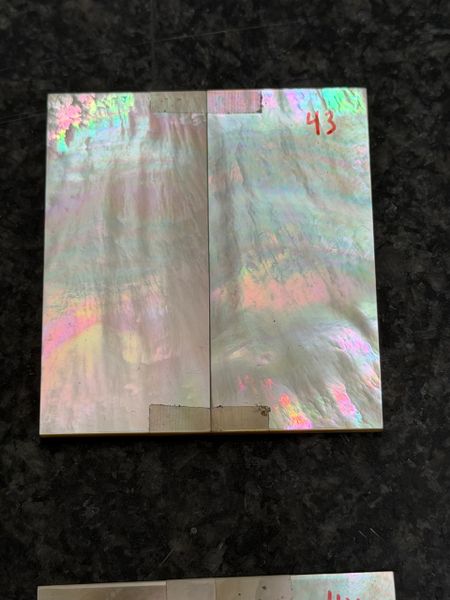 1 set (2pcs) .095” x 1” x 2.2” Gold Mother of Pearl Scales #43