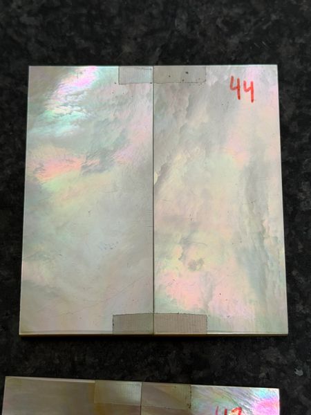 1set (2pcs) .095” x 1” x 2.2”. Gold Mother of Pearl #44