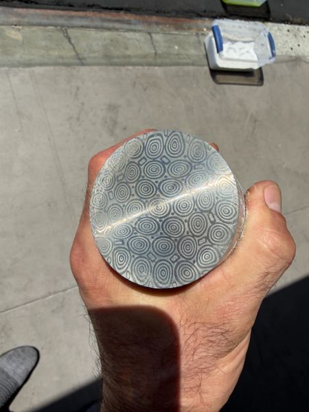 2.25" Dia x 4.60" long DS95X (custom pattern) Damasteel Stainless Damascus