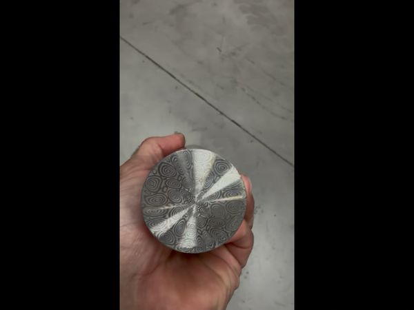 1.77” dia x 6” DS95X Bar End Damasteel Stainless Damascus