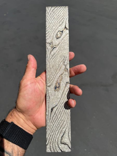 .138” x 2” x 12” Crystalized Twist Titanium & Zirconium Damascus Billet
