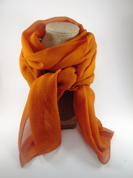 Brown Chiffon Neck Scarf, Long Chiffon Scarf