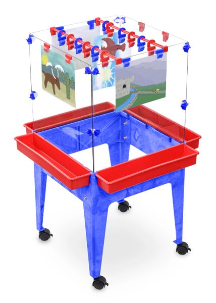 Childcraft Outdoor Easel, 2 Blue Paint Trays, 24 x 26-5/8 x 44-1/2 in