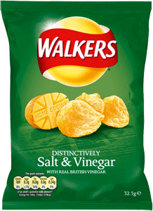 Case of Walkers Salt & vinegar (32.5g / 1.1oz) X 32