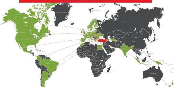 world map of where we ship bikes to