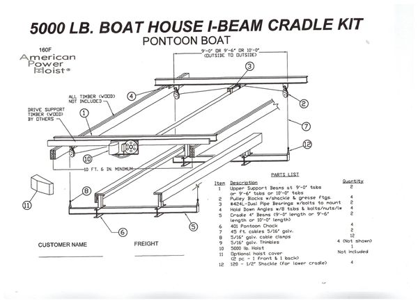 APH-502 5,000 lb. Pontoon Floor Lift Boat House Kit **Please call before  ordering**