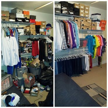 a closet full of clothes