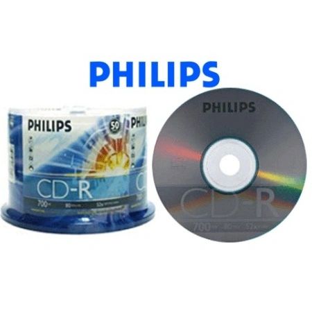 Philips CD-R 52X 80min 700MB Full Logo Cake box 50 Packs (D52N600)