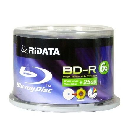Ridata BD-R 25G 6X Hub Printable 50Packs Spindle(BDR-256-RDIWN-CB50)