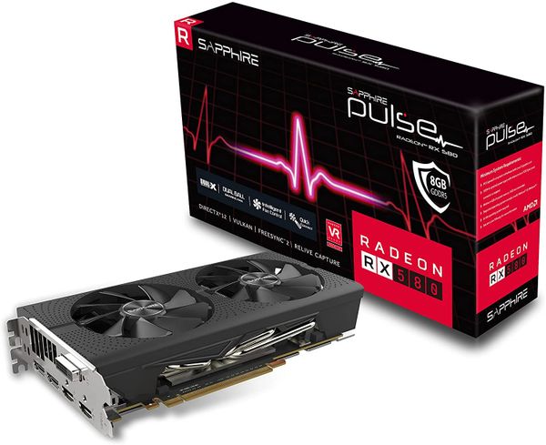 Sapphire Video Card 11265-05-20G PULSE RX 580 8GB GDDR5 PCI Express HDMI/DisplayPort/DL-DVI-D with Backplate