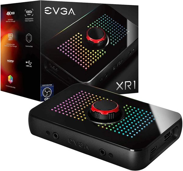 EVGA XR1 Capture Device, Certified for OBS, USB 3.0, 4K Pass Through, ARGB, Audio