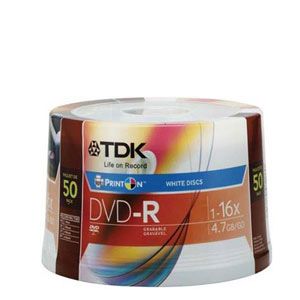 TDK 16X DVD-R 50pcs Spindle Inkjet Printable