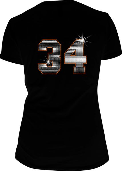 Custom Rhinestone Number on Back 2 Digit Design Only The