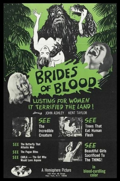 HORROR - Brides of Blood - 1968 - 1 hr 36 min - R-RATED - *used DVD in paper sleeve-no art-(Q=G-VG)