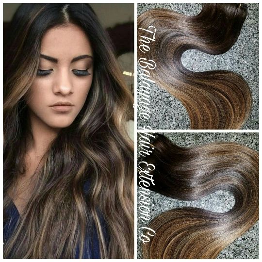 1c 4 Chocolate Dark Caramel Balayage Extensions Clip In Set