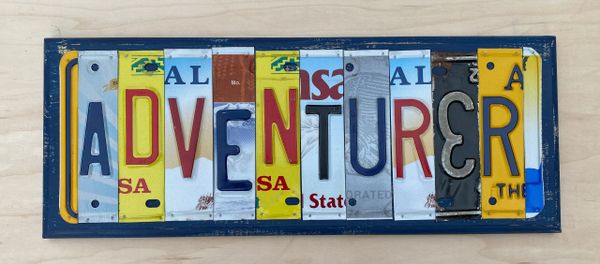 Adventurer License Plate Sign