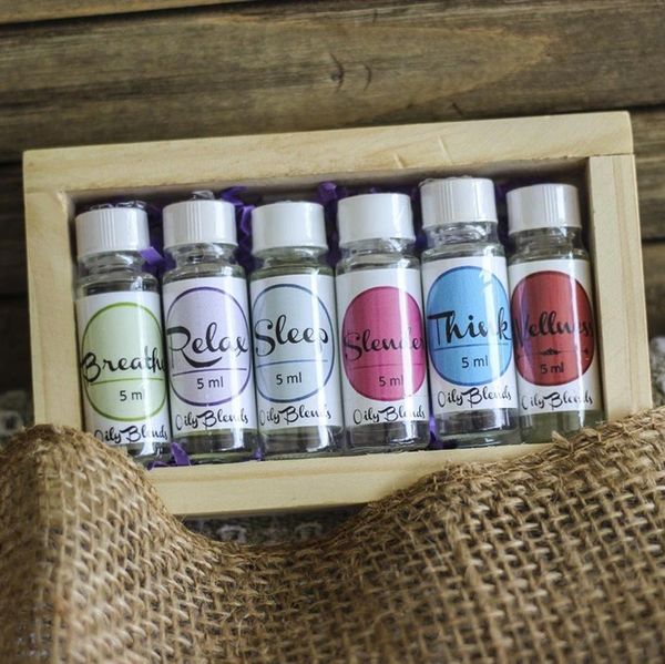 Essential Oil Set in Wooden Crate